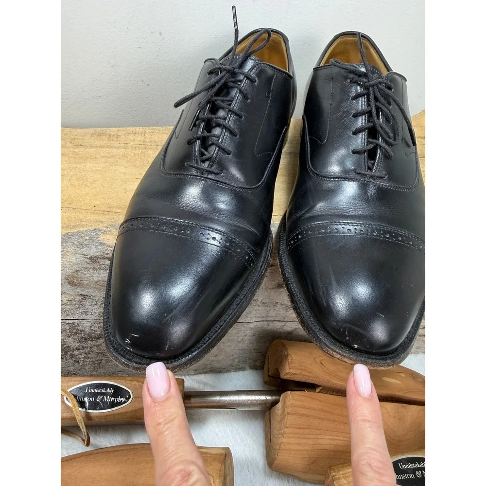 Johnston & Murphy Aristocraft Mens 9 N Black Leather Cap Toe Oxford Shoes USA
